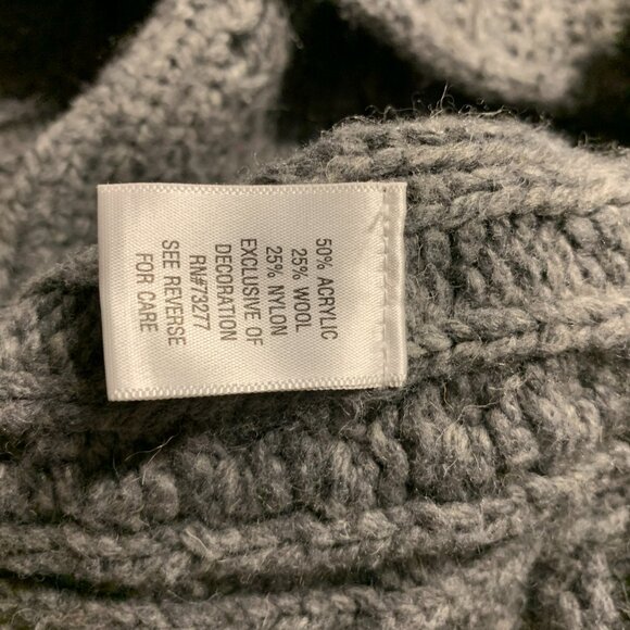 Apt. 9 Gray cable-knit cardigan with satin bow closure, size Large - Picture 3 of 4